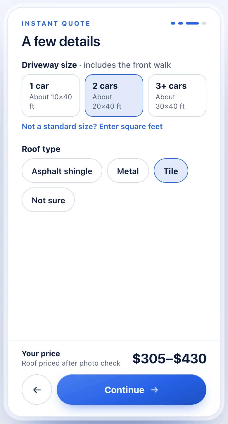 Quote form, describe the home